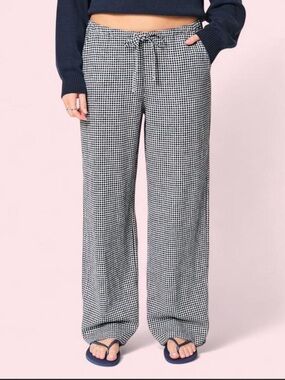 Linen Blend Pull-on Baggy Pants